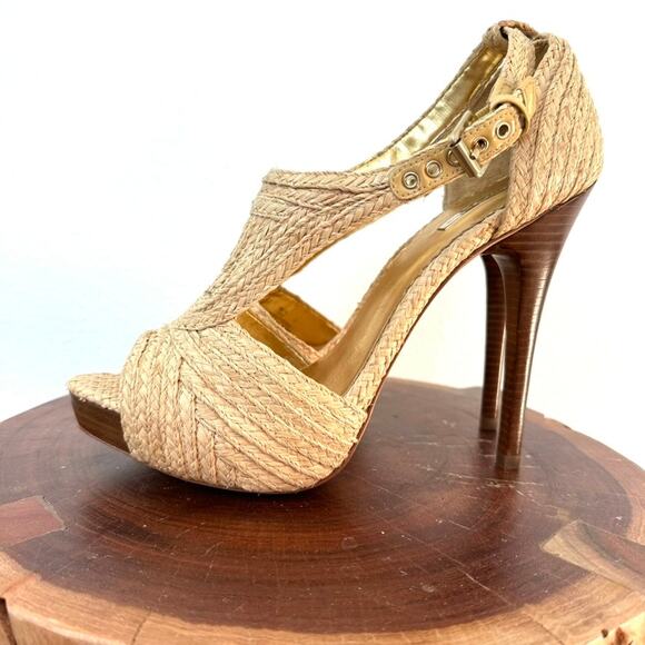 Report Signature Lucie 2 Platform Raffia Heels, Size 8.5, Excellent Condition - Picture 4 of 9